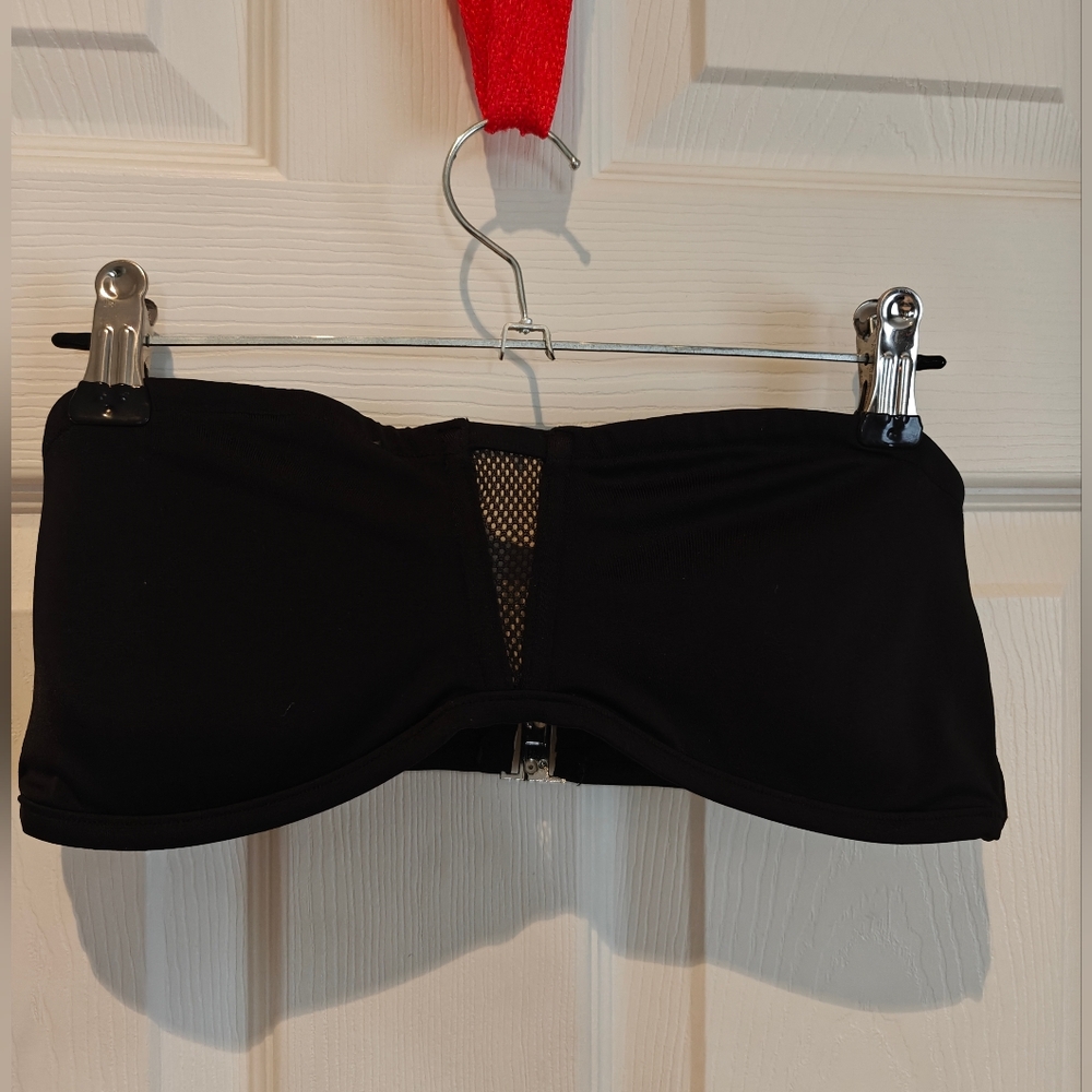 FRENCH CONNECTION Black Mesh Bikini Top Strapless